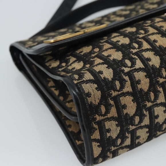 Christian Dior Trotter Canvas Shoulder Bag 2way Navy Gold Auth 195594A