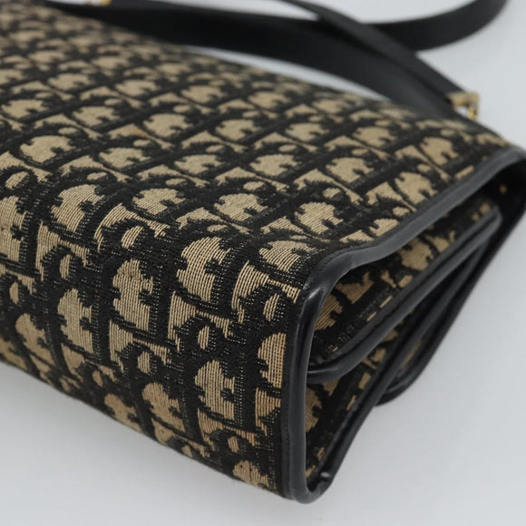 Christian Dior Trotter Canvas Shoulder Bag 2way Navy Gold Auth 195594A