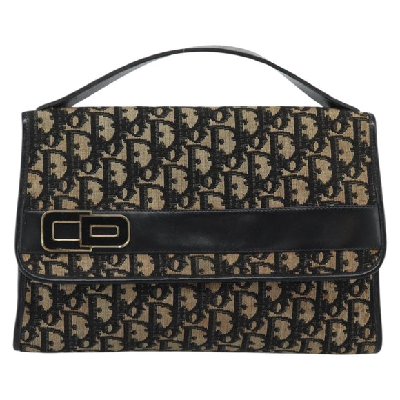Christian Dior Trotter Canvas Shoulder Bag 2way Navy Gold Auth 195594A