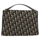 Christian Dior Trotter Canvas Shoulder Bag 2way Navy Gold Auth 195594A-2