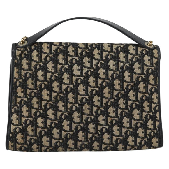 Christian Dior Trotter Canvas Shoulder Bag 2way Navy Gold Auth 195594A