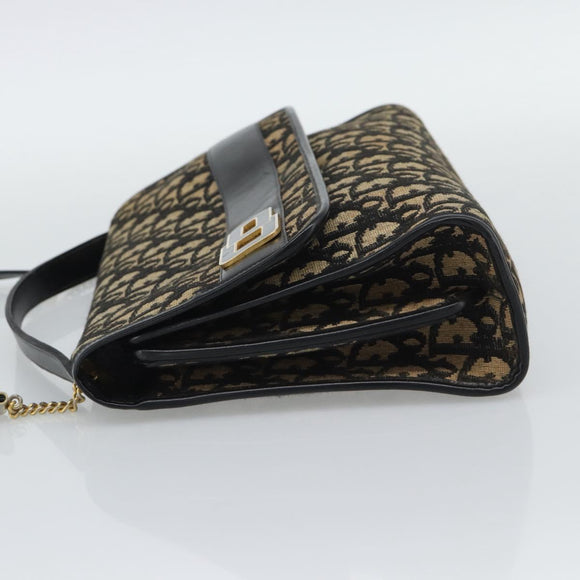 Christian Dior Trotter Canvas Shoulder Bag 2way Navy Gold Auth 195594A