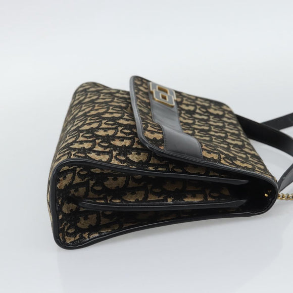 Christian Dior Trotter Canvas Shoulder Bag 2way Navy Gold Auth 195594A
