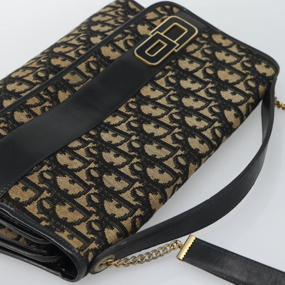 Christian Dior Trotter Canvas Shoulder Bag 2way Navy Gold Auth 195594A