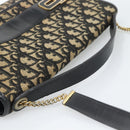 Christian Dior Trotter Canvas Shoulder Bag 2way Navy Gold Auth 195594A-7