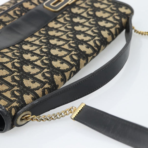 Christian Dior Trotter Canvas Shoulder Bag 2way Navy Gold Auth 195594A