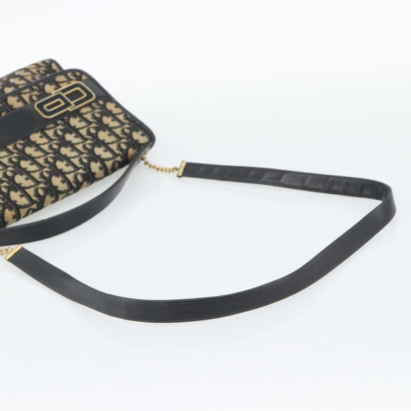 Christian Dior Trotter Canvas Shoulder Bag 2way Navy Gold Auth 195594A