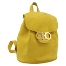 Salvatore Ferragamo Gancini Backpack Suede Yellow Gold Auth 195597A-1