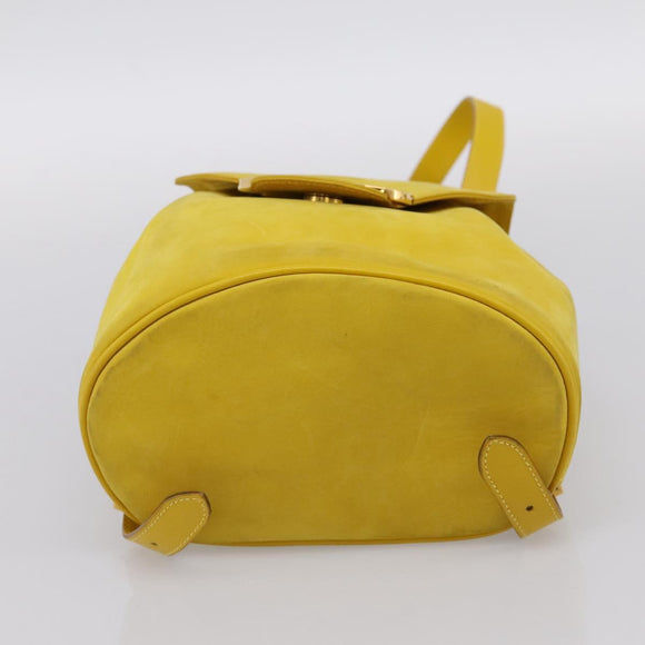 Salvatore Ferragamo Gancini Backpack Suede Yellow Gold Auth 195597A