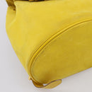 Salvatore Ferragamo Gancini Backpack Suede Yellow Gold Auth 195597A-16