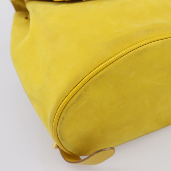 Salvatore Ferragamo Gancini Backpack Suede Yellow Gold Auth 195597A