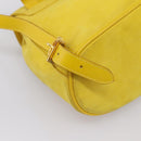 Salvatore Ferragamo Gancini Backpack Suede Yellow Gold Auth 195597A-10