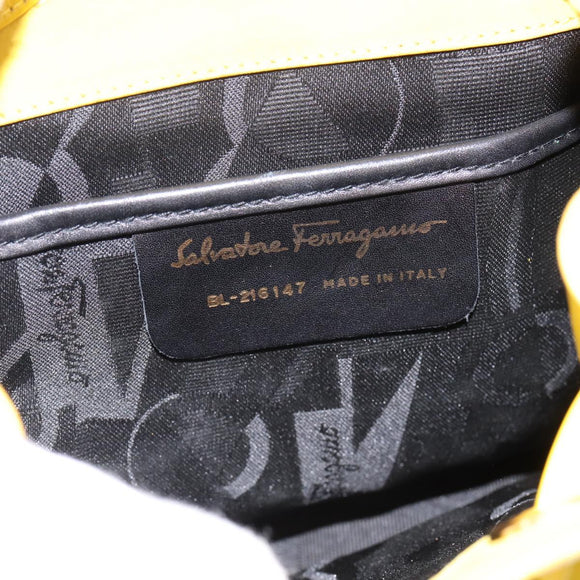 Salvatore Ferragamo Gancini Backpack Suede Yellow Gold Auth 195597A