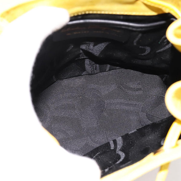 Salvatore Ferragamo Gancini Backpack Suede Yellow Gold Auth 195597A