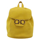 Salvatore Ferragamo Gancini Backpack Suede Yellow Gold Auth 195597A-13