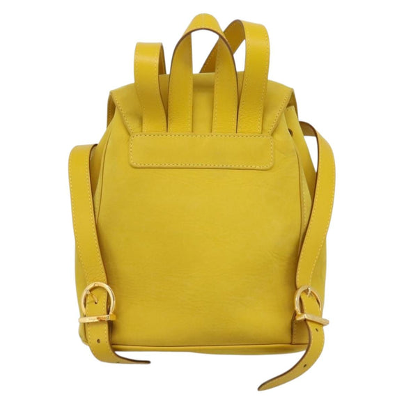 Salvatore Ferragamo Gancini Backpack Suede Yellow Gold Auth 195597A