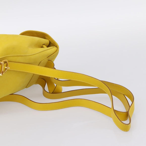 Salvatore Ferragamo Gancini Backpack Suede Yellow Gold Auth 195597A