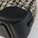 PRADA Boston Bag Tweed Black Silver Auth 195598V-10