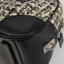 PRADA Boston Bag Tweed Black Silver Auth 195598V-12