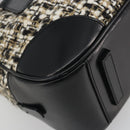 PRADA Boston Bag Tweed Black Silver Auth 195598V-13