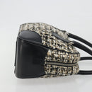 PRADA Boston Bag Tweed Black Silver Auth 195598V-4