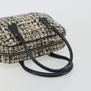 PRADA Boston Bag Tweed Black Silver Auth 195598V-7