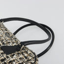 PRADA Boston Bag Tweed Black Silver Auth 195598V-8