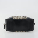 PRADA Boston Bag Tweed Black Silver Auth 195598V-9