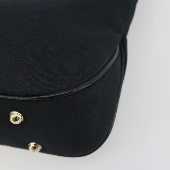 GUCCI GG Canvas Bamboo Shoulder Bag Black Gold 137378 Auth 195600V