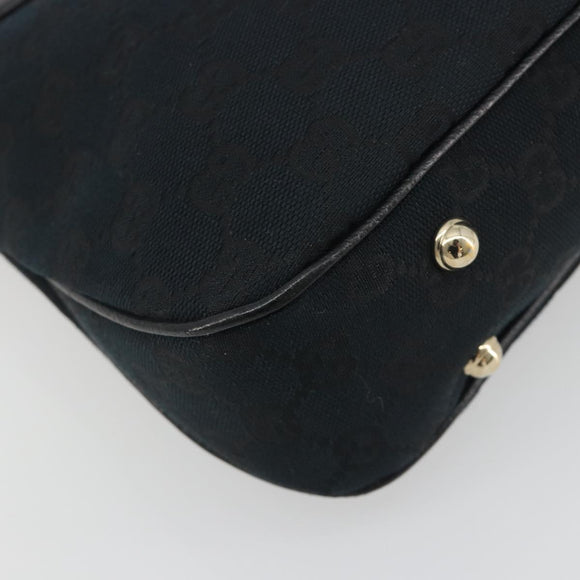 GUCCI GG Canvas Bamboo Shoulder Bag Black Gold 137378 Auth 195600V