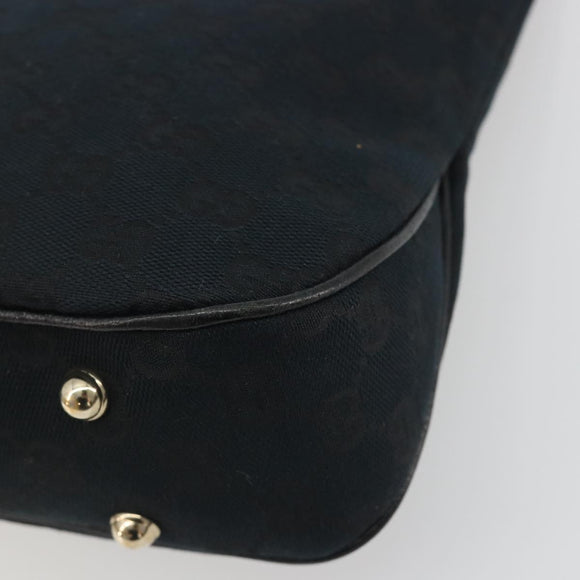 GUCCI GG Canvas Bamboo Shoulder Bag Black Gold 137378 Auth 195600V