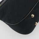 GUCCI GG Canvas Bamboo Shoulder Bag Black Gold 137378 Auth 195600V-16
