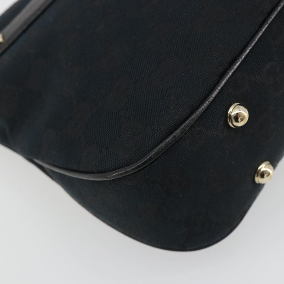 GUCCI GG Canvas Bamboo Shoulder Bag Black Gold 137378 Auth 195600V
