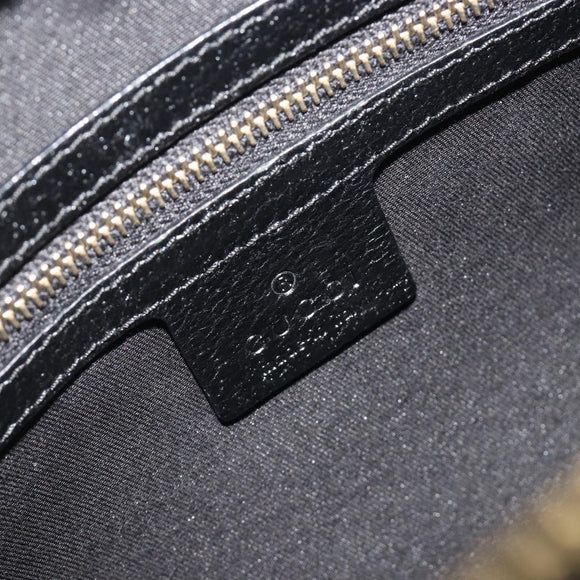 GUCCI GG Canvas Bamboo Shoulder Bag Black Gold 137378 Auth 195600V