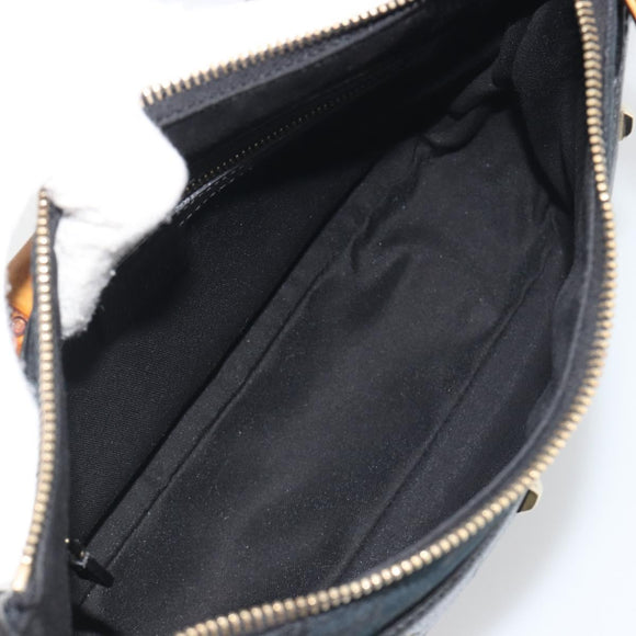 GUCCI GG Canvas Bamboo Shoulder Bag Black Gold 137378 Auth 195600V