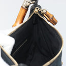 GUCCI GG Canvas Bamboo Shoulder Bag Black Gold 137378 Auth 195600V-19