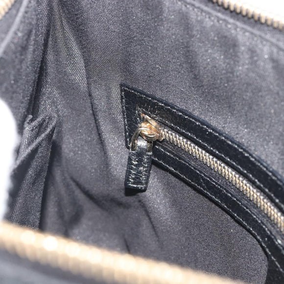 GUCCI GG Canvas Bamboo Shoulder Bag Black Gold 137378 Auth 195600V