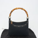 GUCCI GG Canvas Bamboo Shoulder Bag Black Gold 137378 Auth 195600V-12