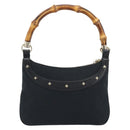 GUCCI GG Canvas Bamboo Shoulder Bag Black Gold 137378 Auth 195600V-2