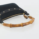 GUCCI GG Canvas Bamboo Shoulder Bag Black Gold 137378 Auth 195600V-7