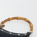 GUCCI GG Canvas Bamboo Shoulder Bag Black Gold 137378 Auth 195600V-8