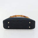 GUCCI GG Canvas Bamboo Shoulder Bag Black Gold 137378 Auth 195600V-5