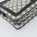 GUCCI GG Supreme Sherry Line Bag PVC Leather Navy Gold 02 14 013 Auth 195601-16