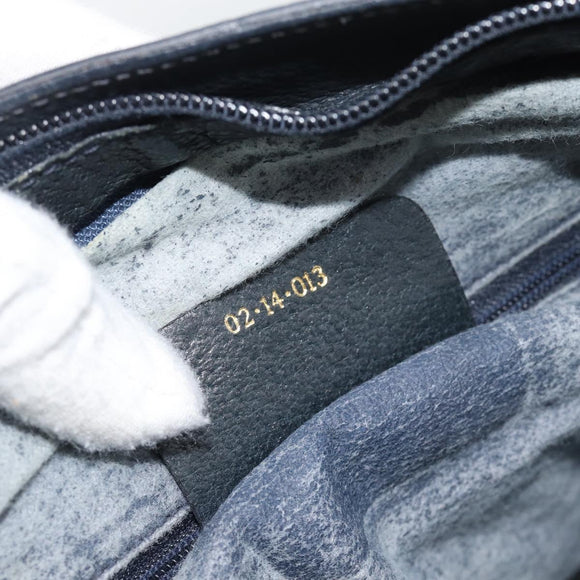 GUCCI GG Supreme Sherry Line Bag PVC Leather Navy Gold 02 14 013 Auth 195601