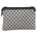 GUCCI GG Supreme Sherry Line Bag PVC Leather Navy Gold 02 14 013 Auth 195601-2