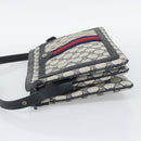 GUCCI GG Supreme Sherry Line Bag PVC Leather Navy Gold 02 14 013 Auth 195601-3