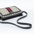 GUCCI GG Supreme Sherry Line Bag PVC Leather Navy Gold 02 14 013 Auth 195601-7