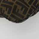 FENDI Zucca Canvas Shoulder Bag Brown Black Auth 195603-14
