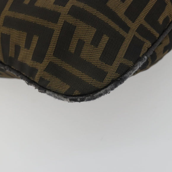FENDI Zucca Canvas Shoulder Bag Brown Black Auth 195603