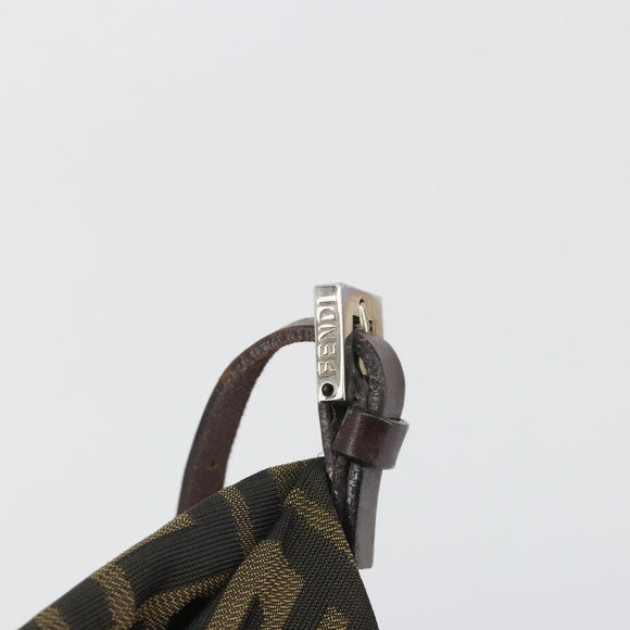 FENDI Zucca Canvas Shoulder Bag Brown Black Auth 195603